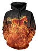 3D Fire Horse Print Pullover Hoodie