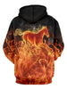 3D Fire Horse Print Pullover Hoodie
