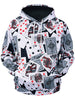 Poker Cards Print Kangaroo Pocket Loose Hoodie