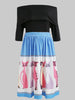 Off The Shoulder Ruffled Printed Dress