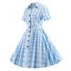 Shirt Collar Plaid A Line Dress