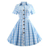 Shirt Collar Plaid A Line Dress
