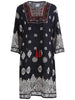 Printed Fringe Drawstring Bohemian Dress