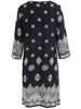 Printed Fringe Drawstring Bohemian Dress