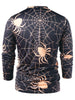 V Neck Spider Spider Wed Print T-shirt