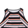 Stripe Spliced Round Neck Cut Out Sleeveless Two-piece Women Yoga Sports Suit