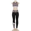Stripe Spliced Round Neck Cut Out Sleeveless Two-piece Women Yoga Sports Suit