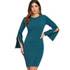 Casual Bell Slleve Fitted Dress