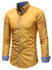 Patchwork Button Down Double Layer Collar Shirt