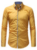 Patchwork Button Down Double Layer Collar Shirt