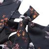 Plunge Neck Short Sleeve Floral Print Backless Tied Strap Women Mini Dress