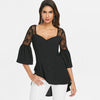 Sweetheart Neck Bell Sleeve Women Blouse
