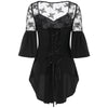Sweetheart Neck Bell Sleeve Women Blouse