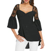 Sweetheart Neck Bell Sleeve Women Blouse