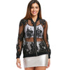 Floral Embroidered Mesh Bomber Jacket