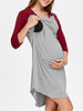 Two Tone Color Block Maternity Sleep Dress