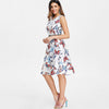 Butterfly Print Vintage Dress with Belt