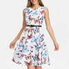 Butterfly Print Vintage Dress with Belt