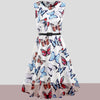Butterfly Print Vintage Dress with Belt