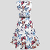 Butterfly Print Vintage Dress with Belt