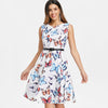 Butterfly Print Vintage Dress with Belt