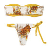 Women Sexy Strapless Animal Print Swimsuit with Tied Strap Bottom Bikini Set