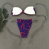 Spaghetti Strap Backless Padded Stripe Print Low Waist Women Bikini Set