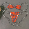 Spaghetti Strap Backless Padded Stripe Print Low Waist Women Bikini Set