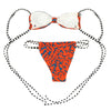 Spaghetti Strap Backless Padded Stripe Print Low Waist Women Bikini Set