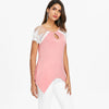 Keyhole Lace Insert Handkerchief Women T-shirt