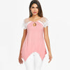 Keyhole Lace Insert Handkerchief Women T-shirt