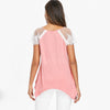 Keyhole Lace Insert Handkerchief Women T-shirt