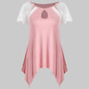 Keyhole Lace Insert Handkerchief Women T-shirt