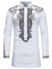 Trendy Ethnic Style Print Stand Collar Long Sleeve Shirt for Men