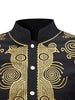 Trendy Ethnic Style Print Stand Collar Long Sleeve Shirt for Men