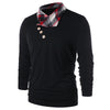 Heaps Collar Button Plaid Trim T-shirt