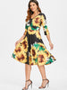 Sunflower Print Fit and Flare Dress