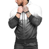 Hooded Collar Long Sleeve Gradient Color Pocket Men Sport Hoodie