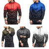 Hooded Collar Long Sleeve Gradient Color Pocket Men Sport Hoodie