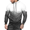 Hooded Collar Long Sleeve Gradient Color Pocket Men Sport Hoodie