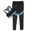 Women Fitted Yoga Sports Mesh Suit Crop Top Long Pant Splice Design Sportswear