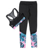 Women Fitted Yoga Sports Mesh Suit Crop Top Long Pant Splice Design Sportswear