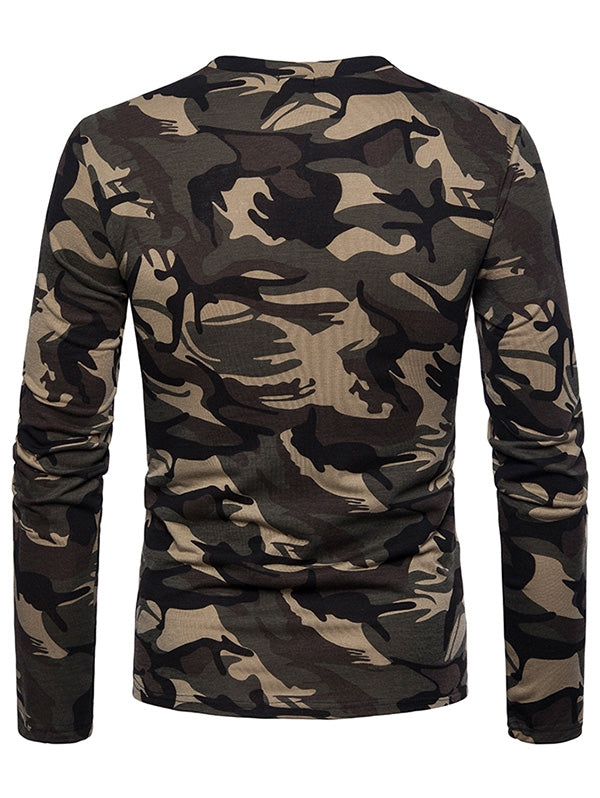 Chest Pocket Long Sleeve Camouflage T-shirt