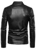 PU Leather Stand Collar Slim Fit Jacket
