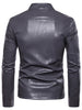 PU Leather Stand Collar Slim Fit Jacket