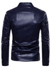 PU Leather Stand Collar Slim Fit Jacket