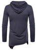 Zipper Asymmetric Hem Hooded T-shirt