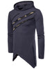 Zipper Asymmetric Hem Hooded T-shirt