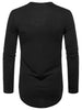 Solid Seam Design Sleeve Applique Hem Curved T-shirt