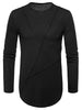 Solid Seam Design Sleeve Applique Hem Curved T-shirt